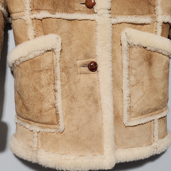BERT PALEY Womens 100% Pure Wool Sheepakin Shearling Suede Rancher Jaclet Size 8 - Picture 5 of 16